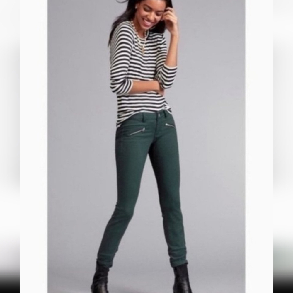 CAbi Hunter Green Zip Skinny Jeans